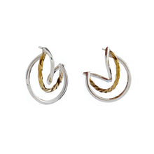 Load image into Gallery viewer, Silver &amp; Brass Hoop Earrings - PPA427
