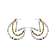 Load image into Gallery viewer, Silver &amp; Brass Hoop Earrings - PPA427
