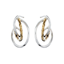 Load image into Gallery viewer, Silver &amp; Brass Hoop Earrings - PPA427
