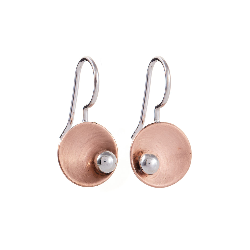 Silver & Copper Drop Earrings - A9166