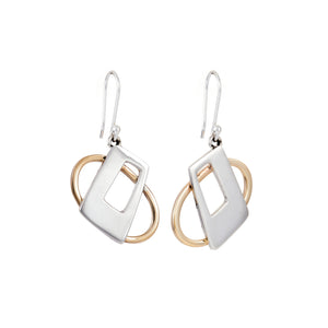 Silver & Brass Drop Earrings - PPA755