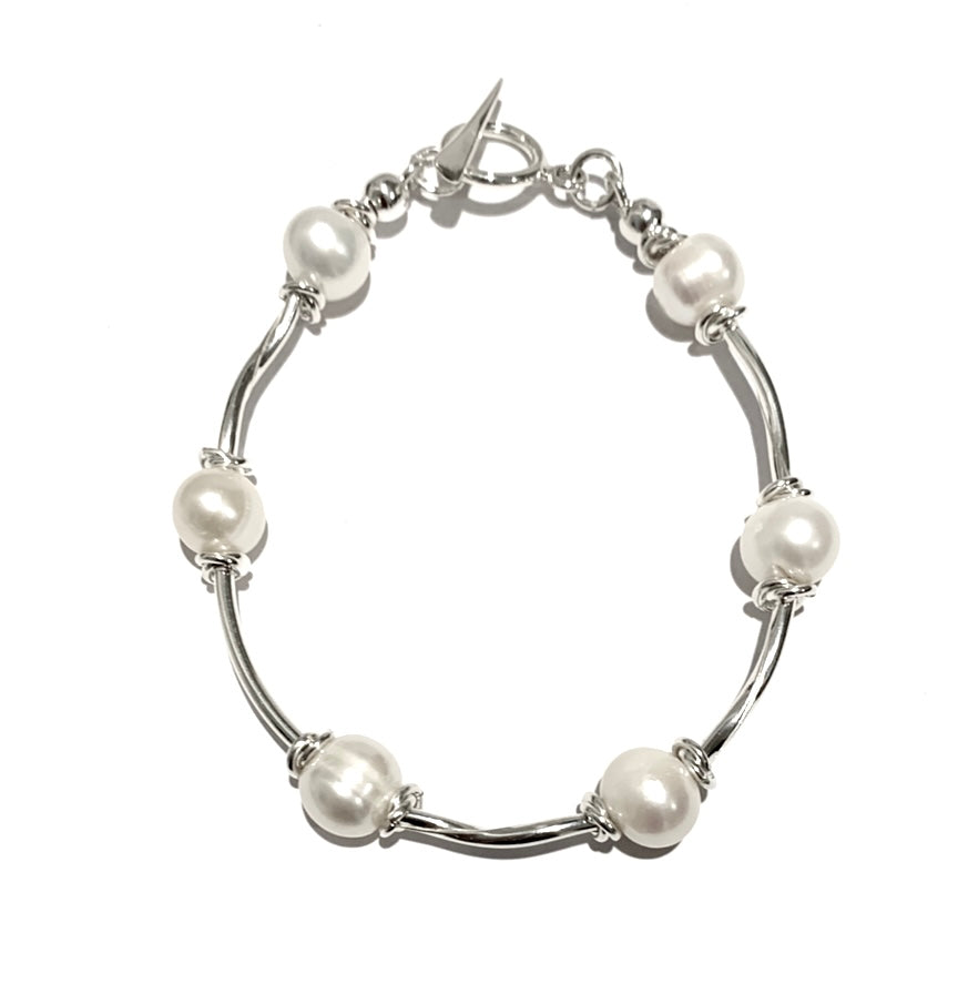Silver & Pearl Bracelet - PPB106