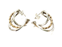 Load image into Gallery viewer, Silver &amp; Brass Hoop Earrings - PPA427
