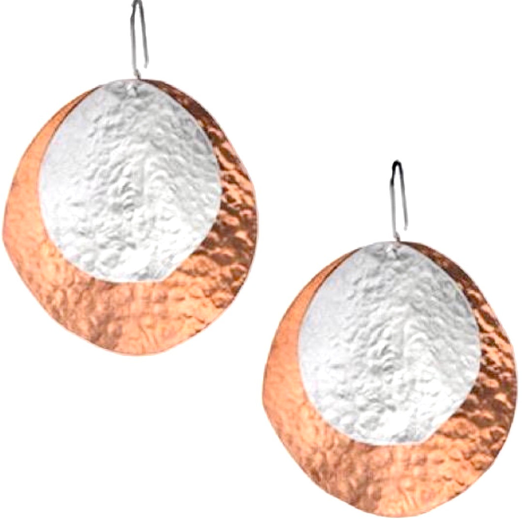 Copper & Silver Drop Earrings - A9173