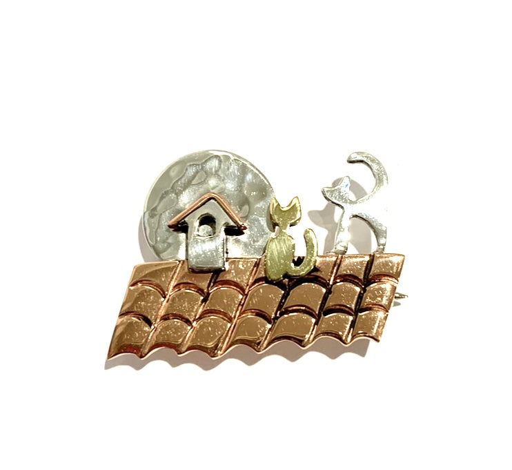 Silver & Copper Brooch/ Pendant  - E901