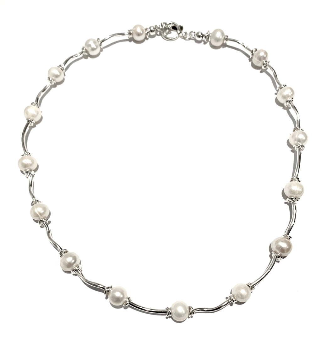 Silver & Pearls Necklace - PPC107