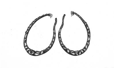 Silver Hoop Earrings - A123. 