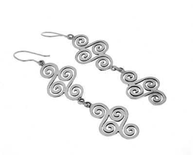 Silver Drop Earrings - A3158. 