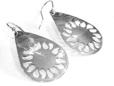 Silver Drop Earrings - A493. 