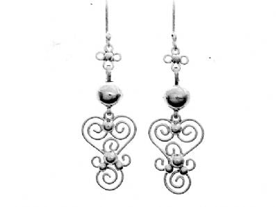 Silver Drop Earrings - A5245. 