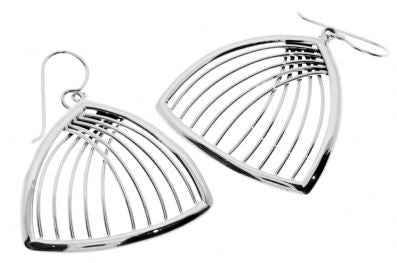 Silver Drop Earrings - A5265. 