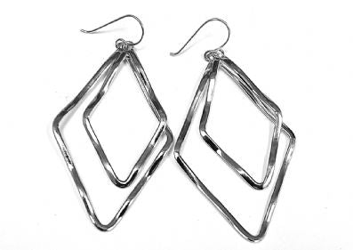 Silver Drop Earrings - A5381. 