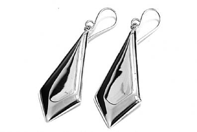 Silver Drop Earrings - A5383. 