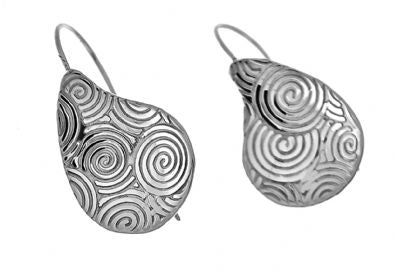 Silver Drop Earrings - A6252. 