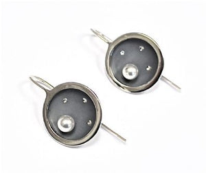 Silver Drop Earrings - A7091. 