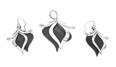 Silver Drop Earrings - A7116. 