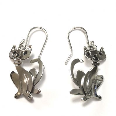 Silver Drop Earrings - A7141. 
