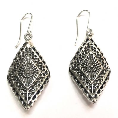 Silver Drop Earrings - A7150. 