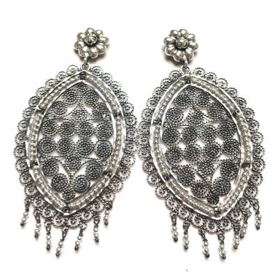 Silver Drop Earrings - A3211. 